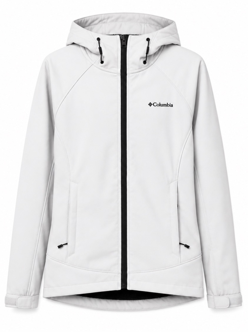 Columbia Women's White Hooded Softshell Jacket with Fuzzy interior